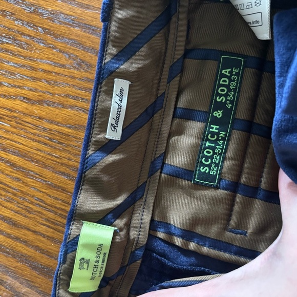 Scotch & Soda Navy Blue Velvet Trousers - Picture 6 of 8